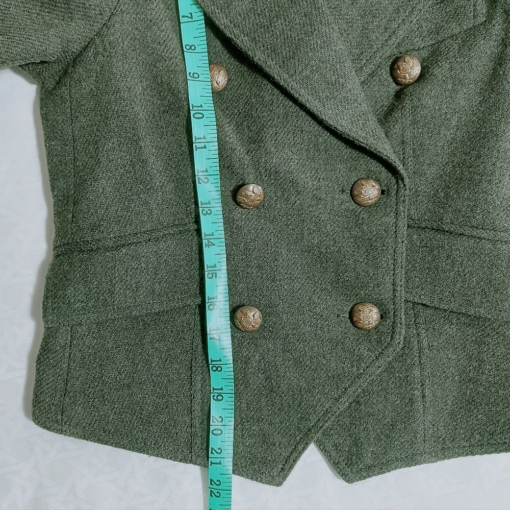 Smythe Wool Double Breasted Jacket Size 2 Green Structured Shoulders Military - Picture 6 of 11